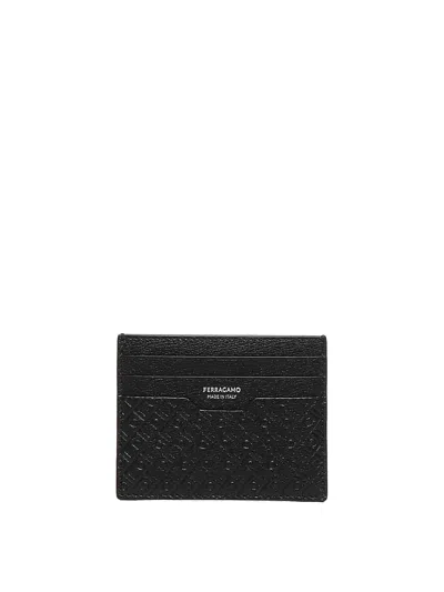 Ferragamo Monogram Card Holder In Black