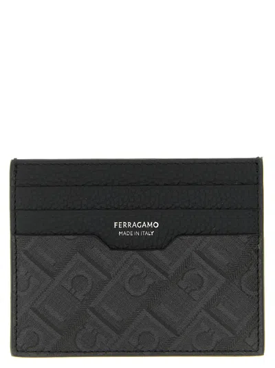Ferragamo Monogram Card Holder In Black
