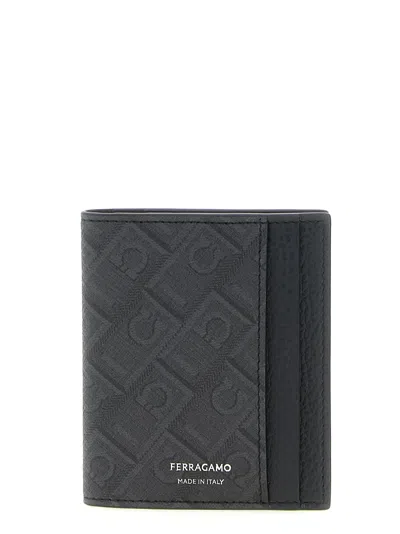 Ferragamo Monogram Card Holder In Black