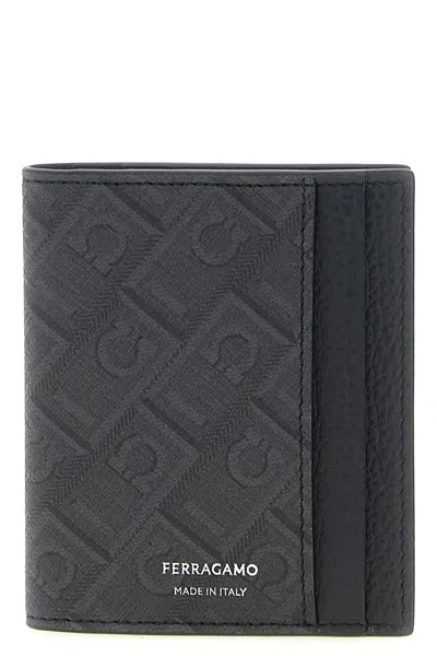 Ferragamo ' Monogram' Card Holder In Black