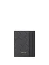 Ferragamo Monogram Textured Finish Credit Card Holder In Black