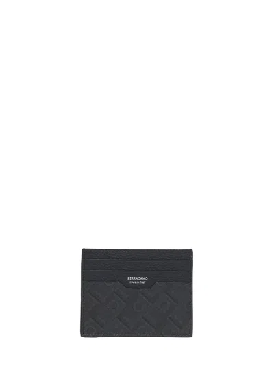 Ferragamo Monogram Cardholder In Black