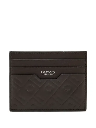 Ferragamo Monogram Cardholder In Brown