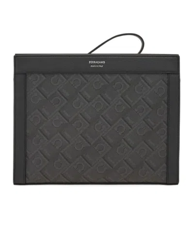 Ferragamo Monogram Clutch In Black