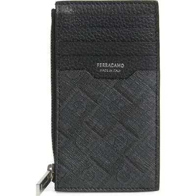 Ferragamo Monogram Coated Canvas & Leather Zip Card Holder