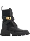 Ferragamo Monogram Combat Boots In Black