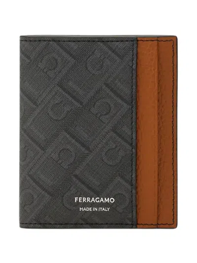 Ferragamo Monogram Credit Card Holder In Black