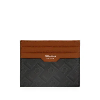 Ferragamo Monogram Credit Cardholder In Black