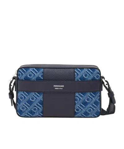Ferragamo Monogram Crossbody Bag In Blue