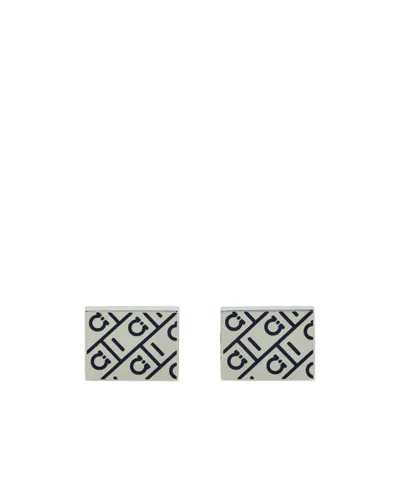 Ferragamo Monogram Cufflinks In Silver