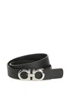 Ferragamo Monogram-embossed Leather Belt In Black