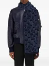 Ferragamo Monogram Fringed Scarf In Blue
