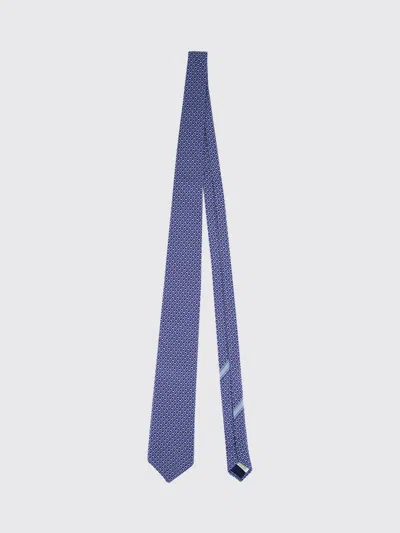 Ferragamo Monogram Gancini Pattern Organic Silk Tie In Blue