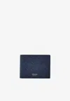 Ferragamo Monogram Hammered Leather Wallet In Blue