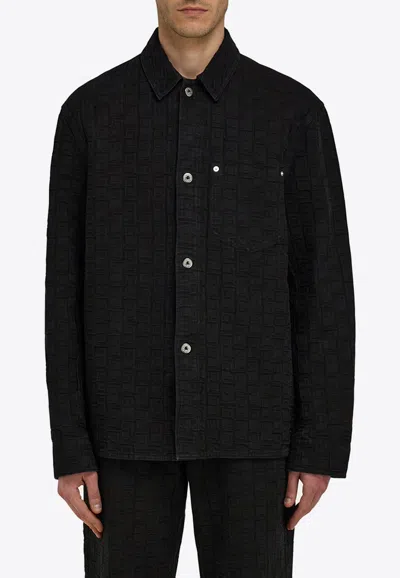 FERRAGAMO MONOGRAM JACQUARD BUTTON-UP OVERSHIRT