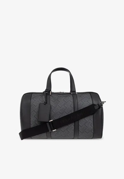 Ferragamo Monogram Jacquard Duffle Bag In Gray