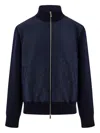 Ferragamo Monogram Jacquard Knitted Bomber Jacket In Blue