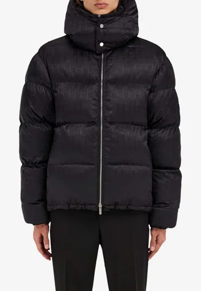 Ferragamo Monogram Jacquard Padded Jacket In Black