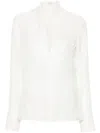 Ferragamo Blouse Logo Print Long Sleeves In White