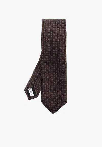 Ferragamo Monogram Jacquard Silk Tie