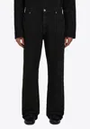 Ferragamo Monogram Jacquard Straight-leg Jeans In Black