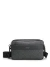 Ferragamo Textured Finish Crossbody Bag With Adjustable Strap In Nero-grigio