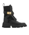 Ferragamo Monogram Combat Boots In Black