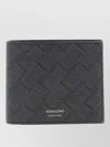 Ferragamo Monogram Leather Wallet Textured Finish In Black