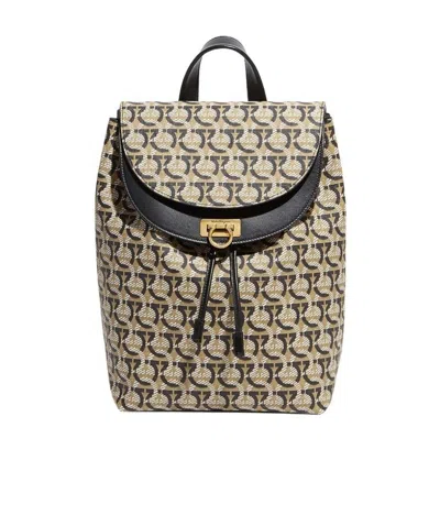 Ferragamo Monogram-logo Backpack In Nude