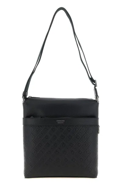 Ferragamo Embossed Monogram Calf Leather Crossbody Bag In Pattern