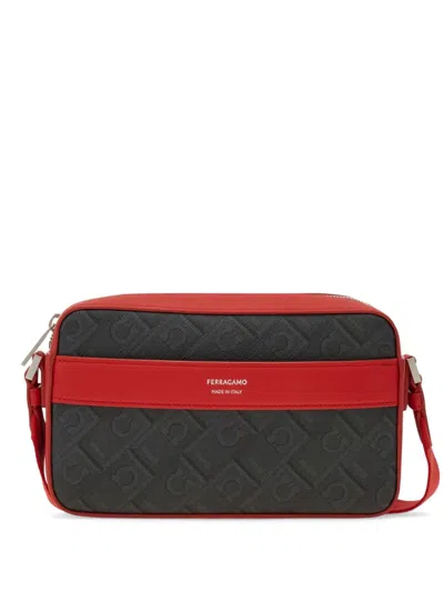 Ferragamo Monogram-pattern Crossbody Bag In Red