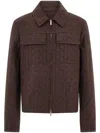 Ferragamo Monogram Jacquard Blouson Jacket In Brown