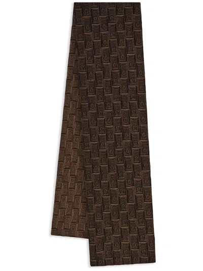 Ferragamo Monogram Scarf In Brown