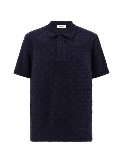 Ferragamo Monogram Polo Shirt In Blue