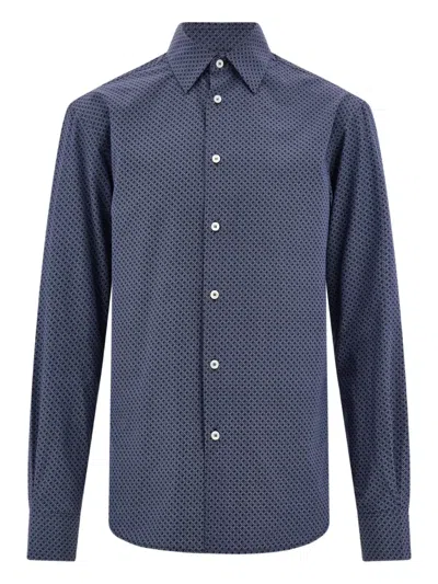 Ferragamo Monogram Poplin Shirt In Blue