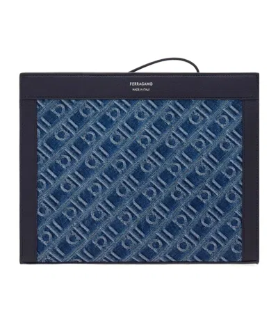 Ferragamo Monogram Pouch In Blue