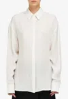 Ferragamo Monogram Print Silk Shirt In White