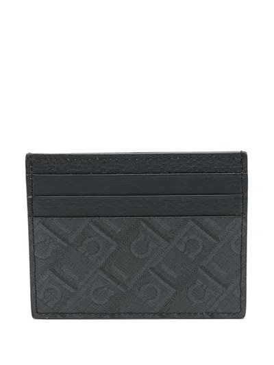 Ferragamo Monogram-print Card Slots In 黑色