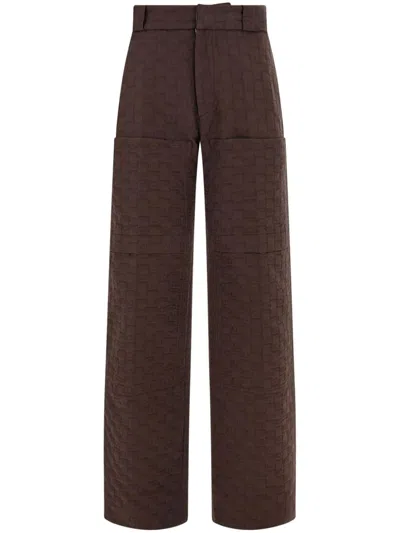 FERRAGAMO MONOGRAM-PRINT COTTON TROUSERS