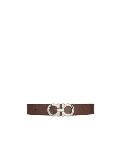 Ferragamo Monogram-print Leather Belt In Black