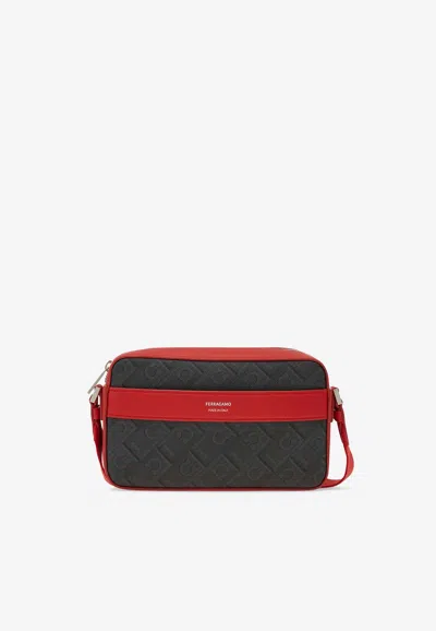 FERRAGAMO MONOGRAM PRINT MESSENGER BAG