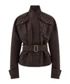 Ferragamo Monogram Print Belted Kimono Jacket In Espresso