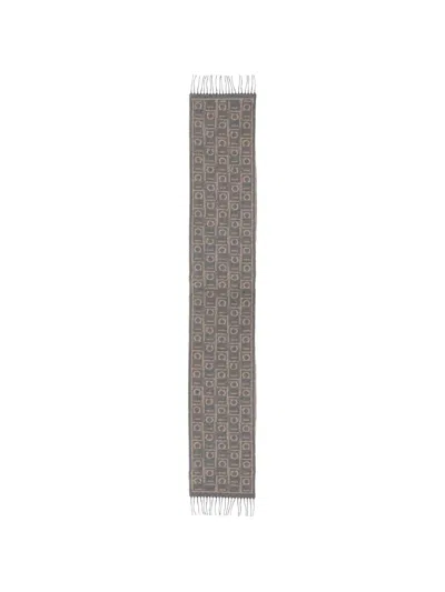 Ferragamo Monogram Scarf In Grey