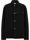 Ferragamo Denim Shirt With Chest Pocket And Textured Fabric In Black