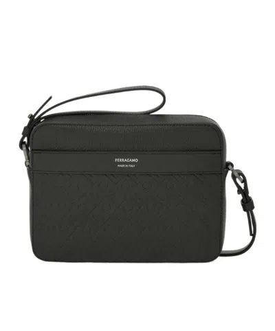 Ferragamo Monogram Shoulder Bag In Black