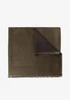 Ferragamo Logo Monogram Silk-blend Scarf In Olive