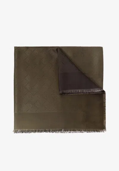 FERRAGAMO MONOGRAM SILK AND WOOL SHAWL