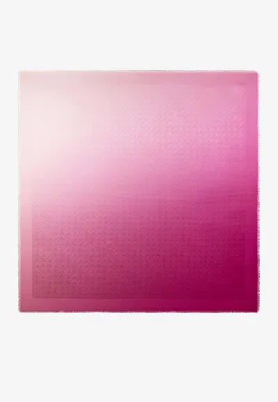 Ferragamo Monogram Silk And Wool Shawl In Pink