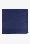 Ferragamo Monogram Silk-blend Scarf In Blue