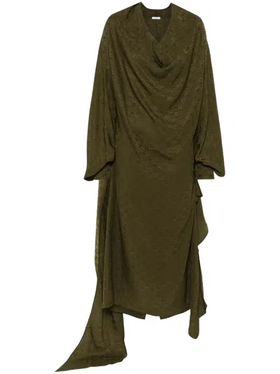 Ferragamo Olive Green Silk Dress